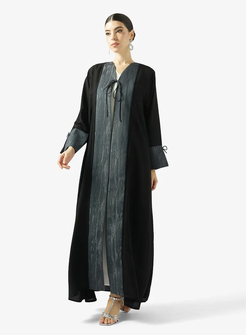 Black Contrast Abaya With Sheila